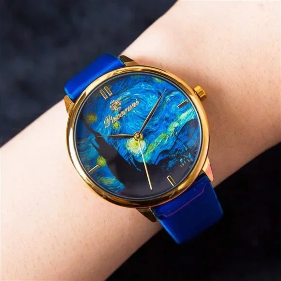 Pavaruni Van Gogh Starry Night Art Wrist Watch Gift,Simple Design Artwork